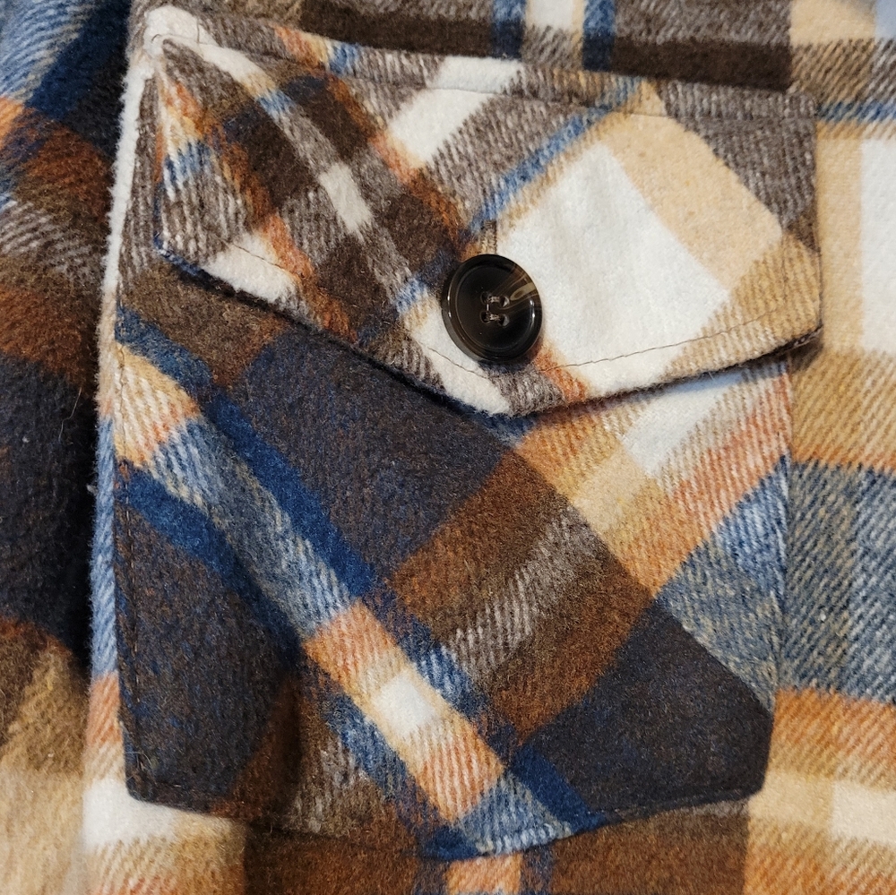 E & M Plaid Flannel Barn Coat S - Picture 4 of 6